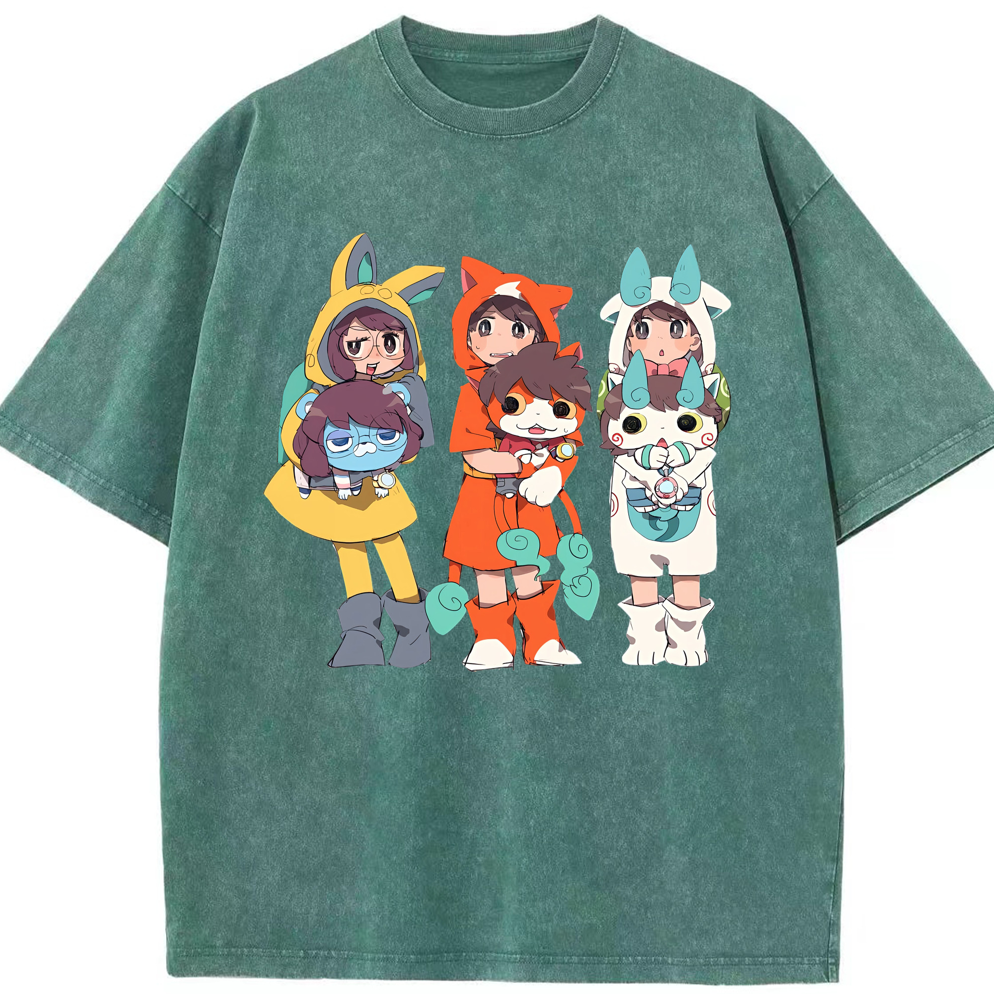 （画像用） 妖怪ウォッチ Yo-kai Watch 綿100% ヴィンテージ風 半袖Tシャツ（フロントプリント）